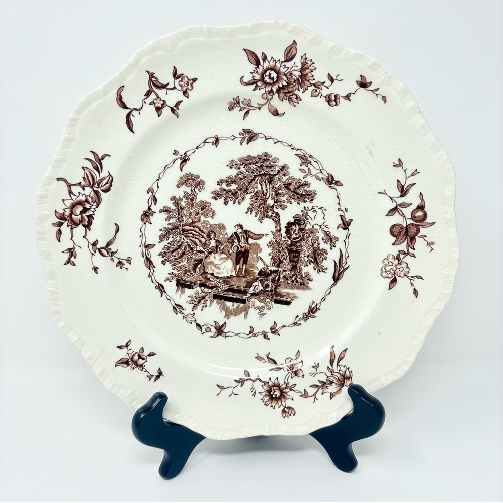 Rare Mason's Patent Ironstone WALTEAU England 10.75” Dinner Plate Antique